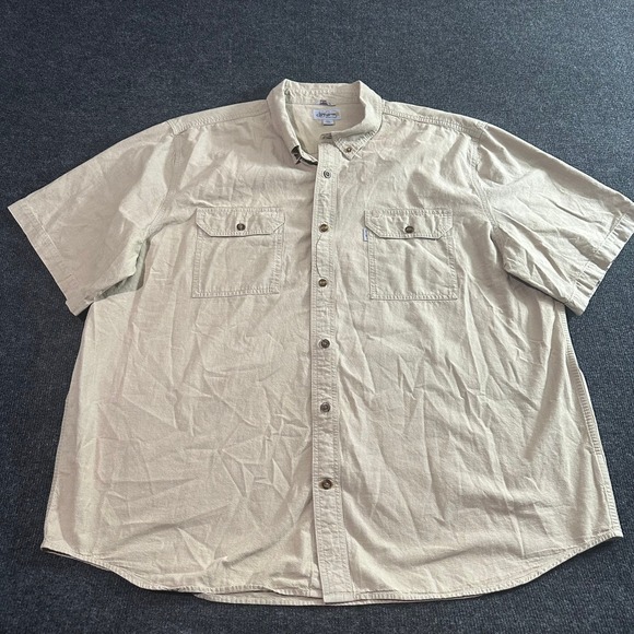 Carhartt Men's Work Shirt Short Sleeve Button-Up Tan, Size 3XL, Relaxed Fit - Picture 2 of 6